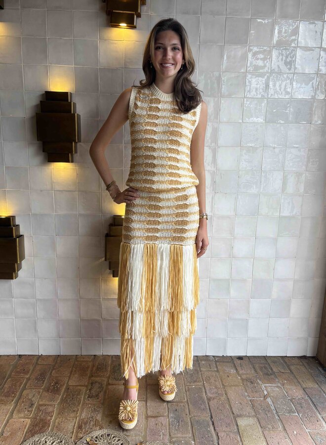 Ulla Johnson- Giulietta Fringe Knit Skirt- Beach