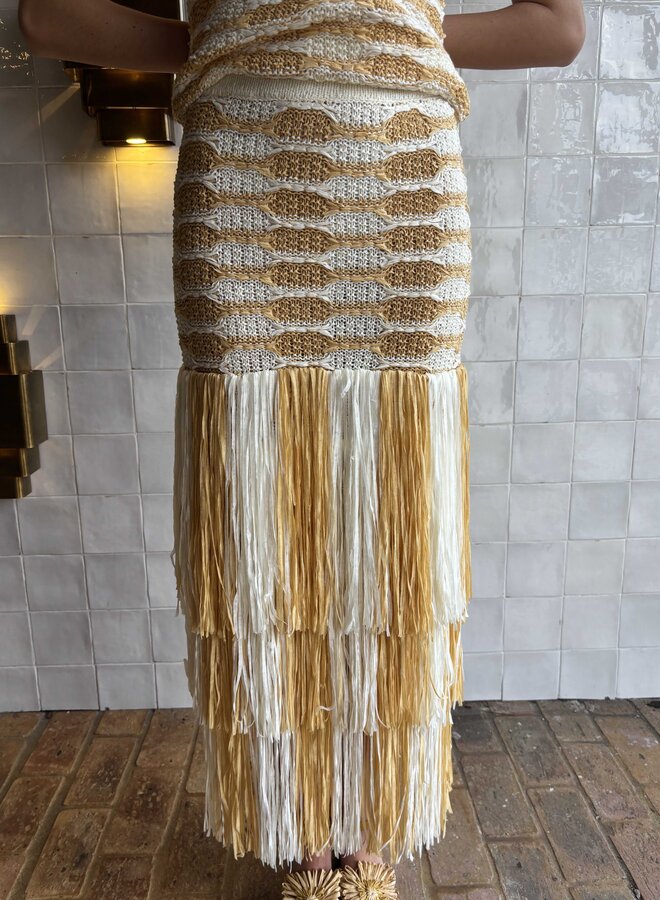 Ulla Johnson- Giulietta Fringe Knit Skirt- Beach