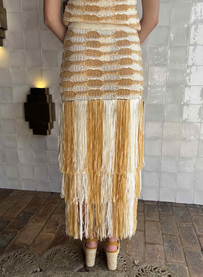 Ulla Johnson- Giulietta Fringe Knit Skirt- Beach
