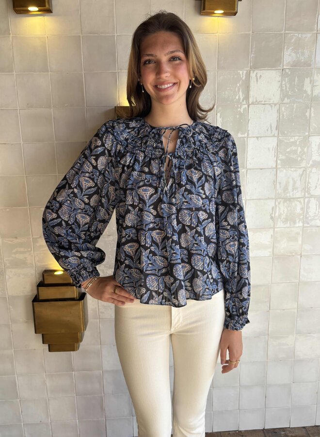 Ulla Johnson- Florelle Long Sleeve Cotton Blouse- Zinnia