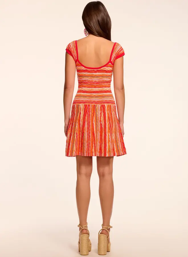 Ramy Brook- Darya Knit Sleeveless Mini Dress- Crimson Combo Stripe