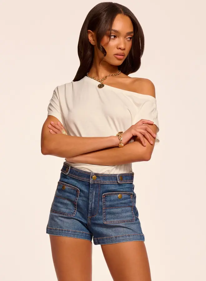 Ramy Brook- Gemma Mid-Rise Denim Mini Short- Medium Wash