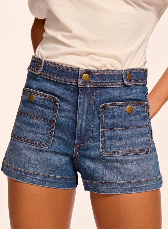 Ramy Brook- Gemma Mid-Rise Denim Mini Short- Medium Wash