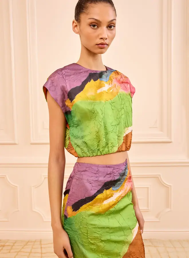 Ulla Johnson- Gisella Satin Crop Top- Nature Abhors A Vacuum