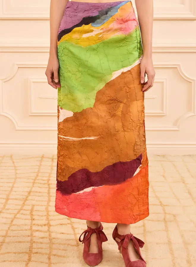 Ulla Johnson- Inez Satin Pencil Skirt- Nature Abhors A Vacuum