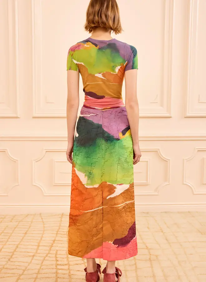 Ulla Johnson- Inez Satin Pencil Skirt- Nature Abhors A Vacuum