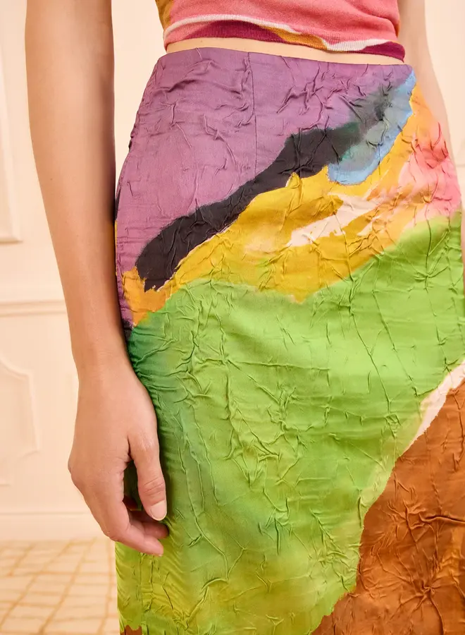 Ulla Johnson- Inez Satin Pencil Skirt- Nature Abhors A Vacuum