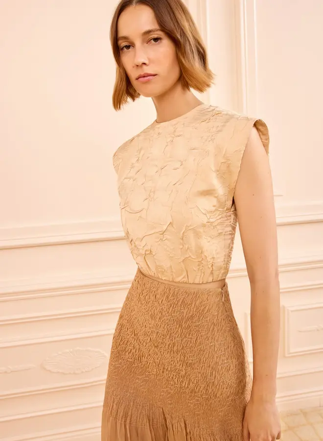 Ulla Johnson- Gisella Satin Crop Top- Driftwood