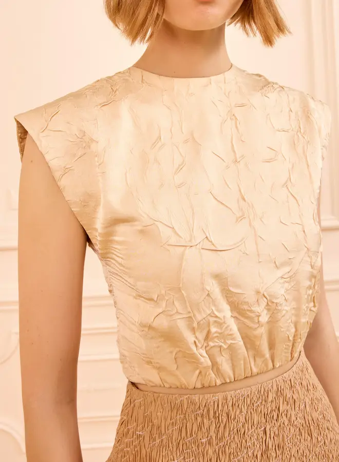 Ulla Johnson- Gisella Satin Crop Top- Driftwood