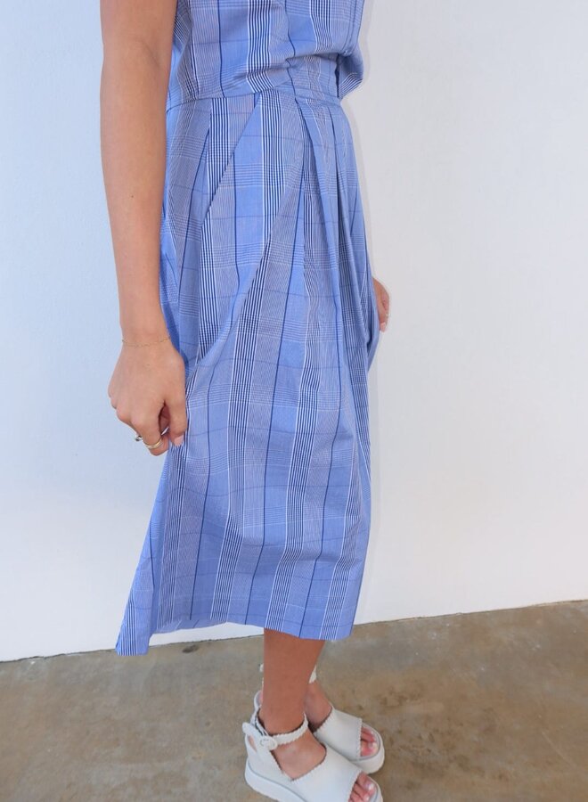 Zero Degrees Celsius- Striped Skirt- Blue and White Plaid