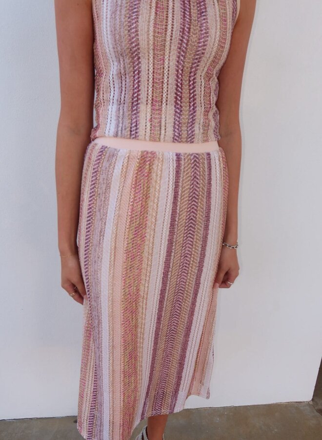 Zero Degrees Celsius- Stripe Knit Skirt- Taupe Multi