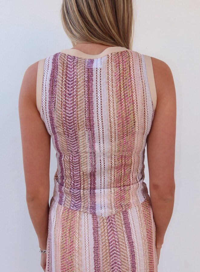 Zero Degrees Celsius- Sleeveless Lace Top- Taupe Multi