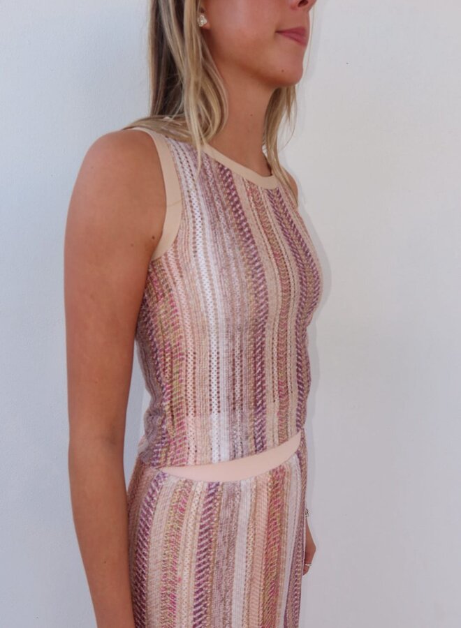 Zero Degrees Celsius- Sleeveless Lace Top- Taupe Multi