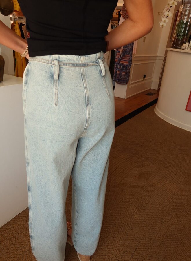 YIGAL AZROUEL- Paperbag Denim Pants- Light Blue