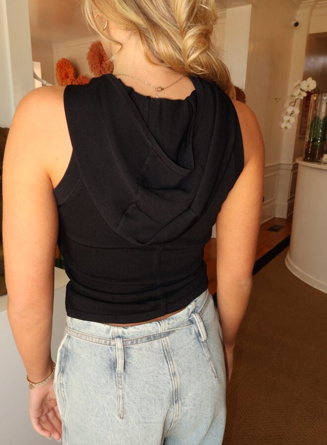 YIGAL AZROUEL- Hooded Tank- Black