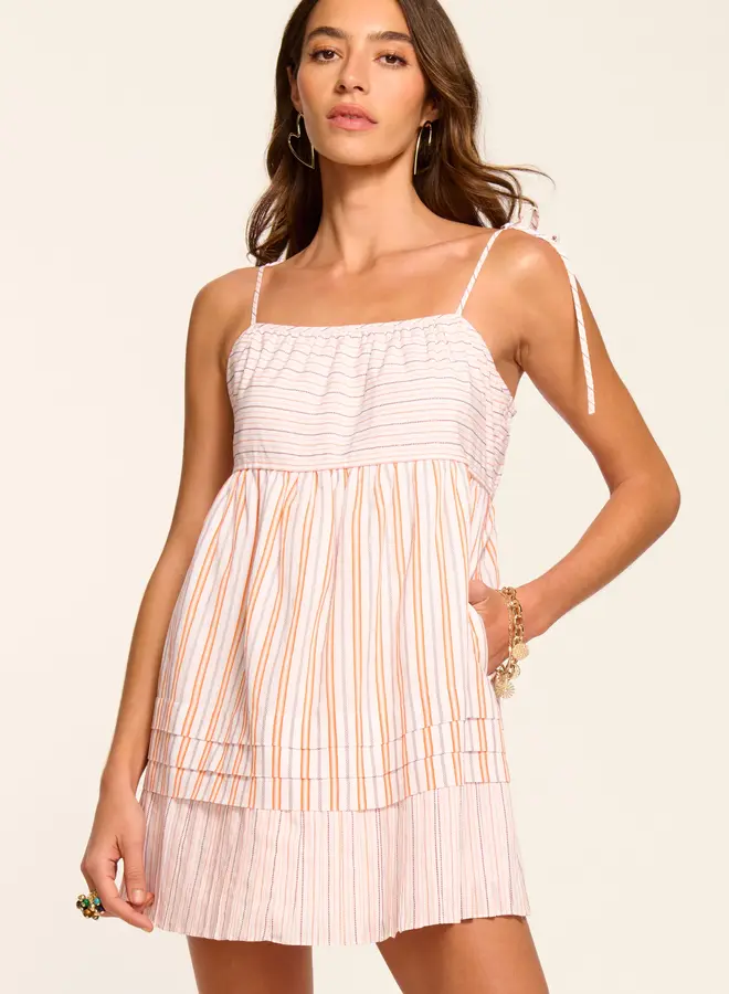 Ramy Brook- Lacie Dress- Sunset Orange Stripe Combo