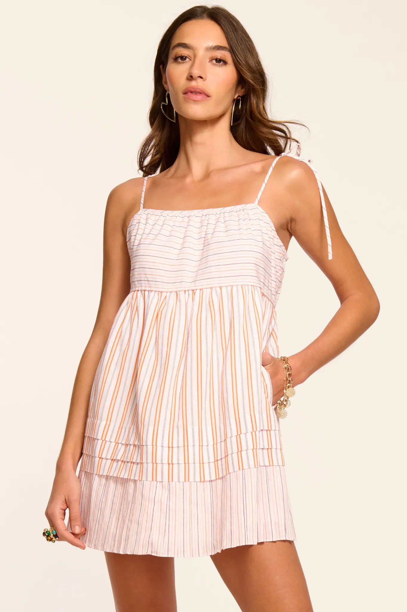 Ramy Brook- Lacie Dress- Sunset Orange Stripe Combo - Dukes Online