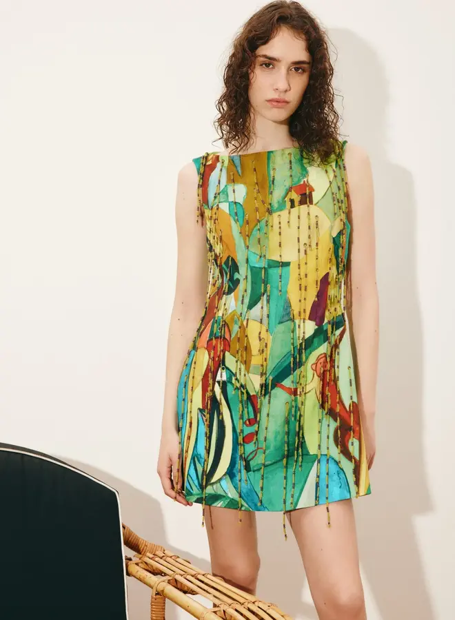 Alemais- MOKSHINI BEADED FRINGE MINI  DRESS