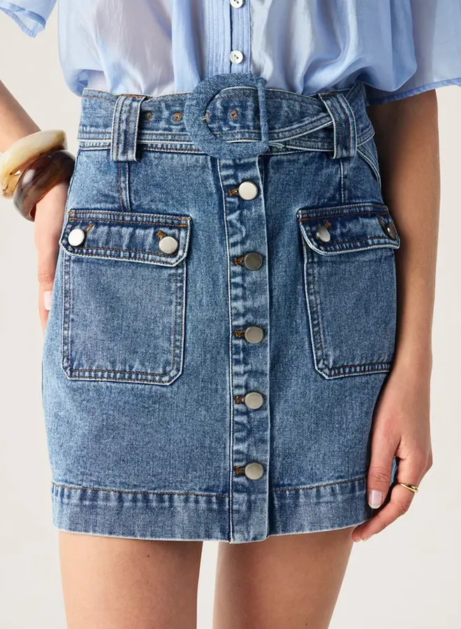 Mos The Label- Aveline Denim Mini Skirt