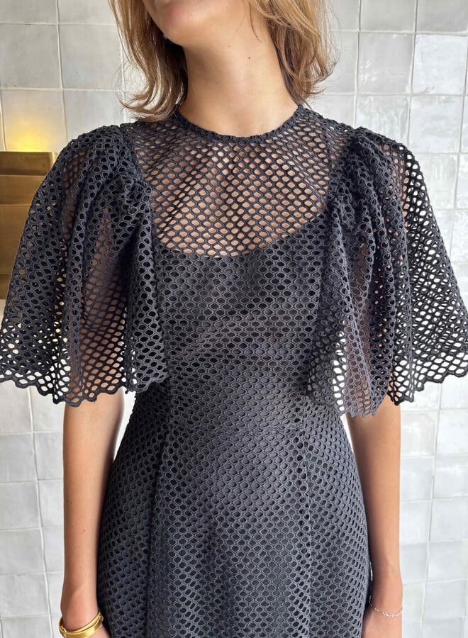 Ulla Johnson- Gracelle Eyelet Cotton Dress- Noir