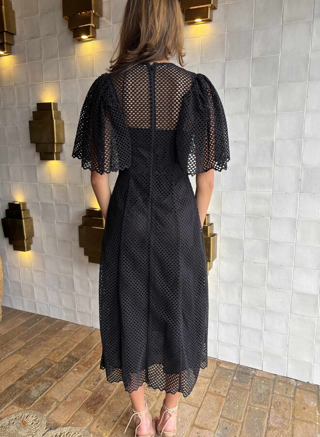 Ulla Johnson- Gracelle Eyelet Cotton Dress- Noir