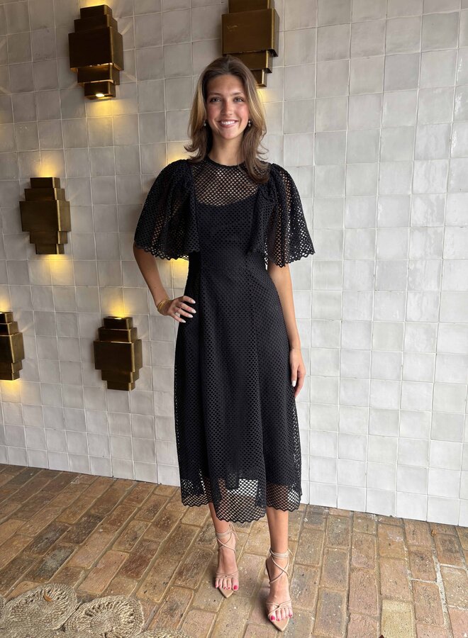 Ulla Johnson- Gracelle Eyelet Cotton Dress- Noir