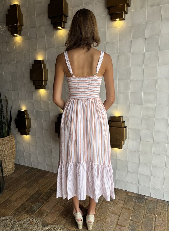 Ramy Brook- Nadia Dress- Sunset Orange Stripe Combo