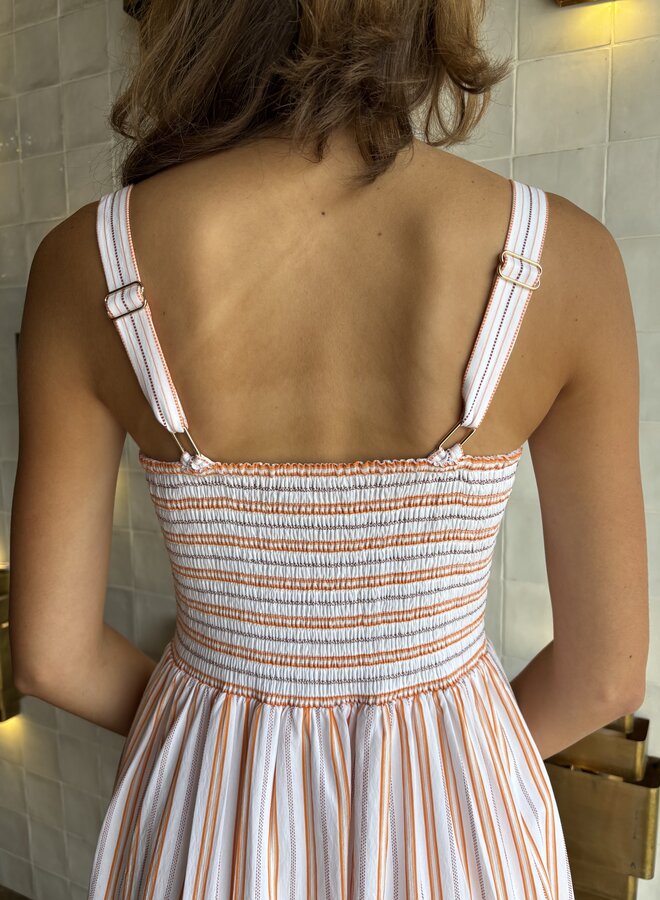 Ramy Brook- Nadia Dress- Sunset Orange Stripe Combo