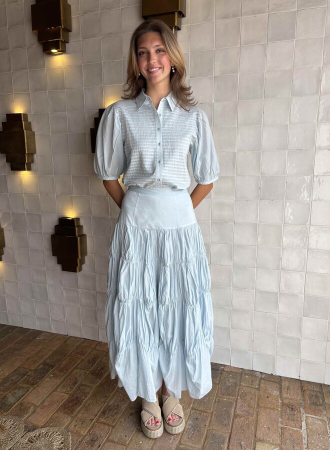 Ulla Johnson- Davina Drop Waist Maxi Skirt- Adriatic