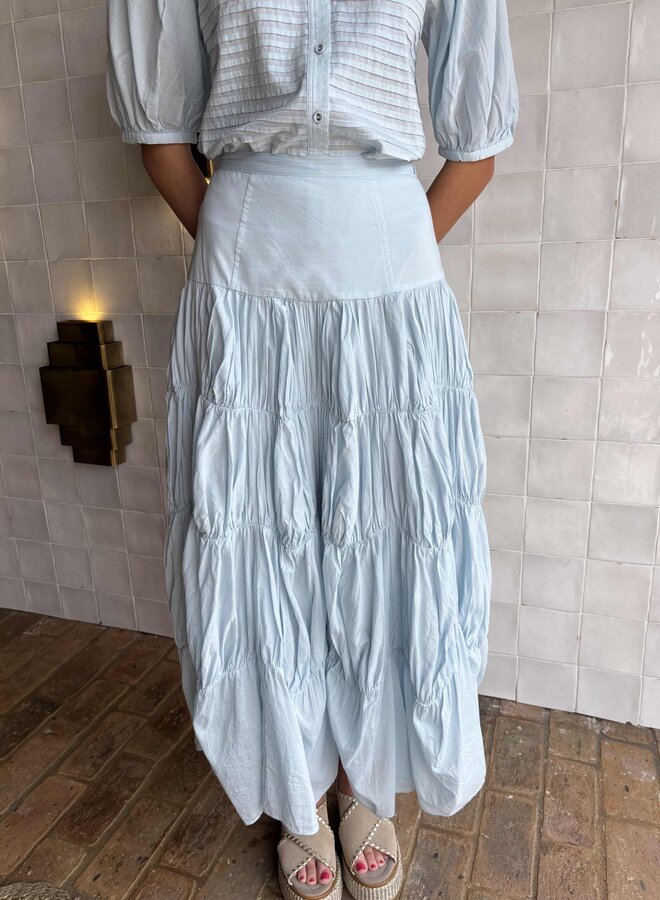 Ulla Johnson- Davina Drop Waist Maxi Skirt- Adriatic