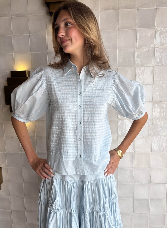 Ulla Johnson- Cordelia SS Button Up Top- Adriatic