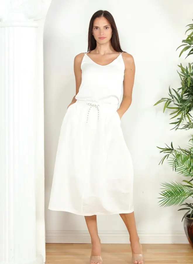 Zero Degrees Celsius- Drawstring Skirt- White
