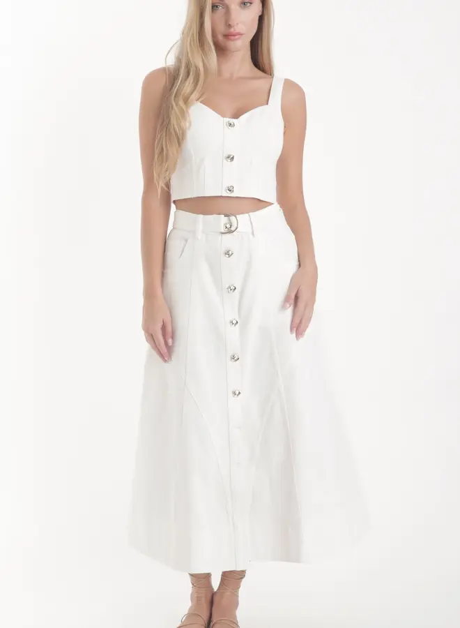 Karina Grimaldi- Saro Denim Skirt- White