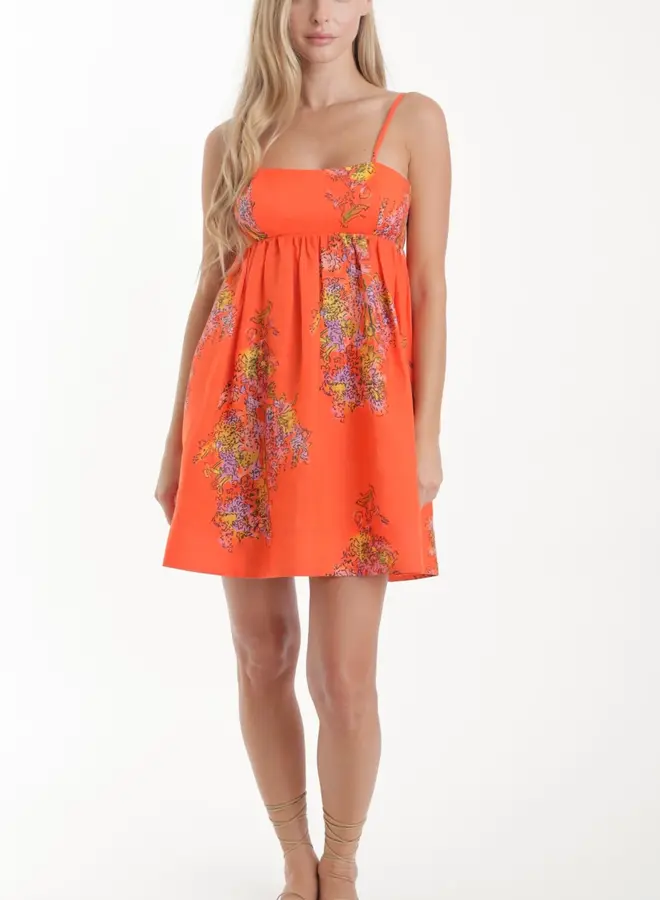 Karina Grimaldi- Kayla Print Mini Dress- Eden Orange