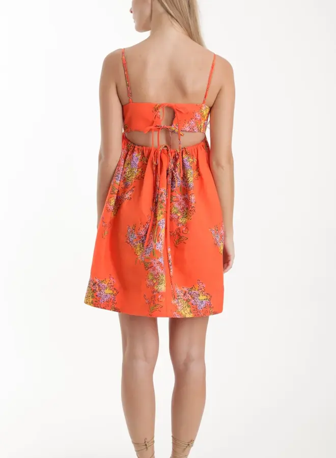 Karina Grimaldi- Kayla Print Mini Dress- Eden Orange