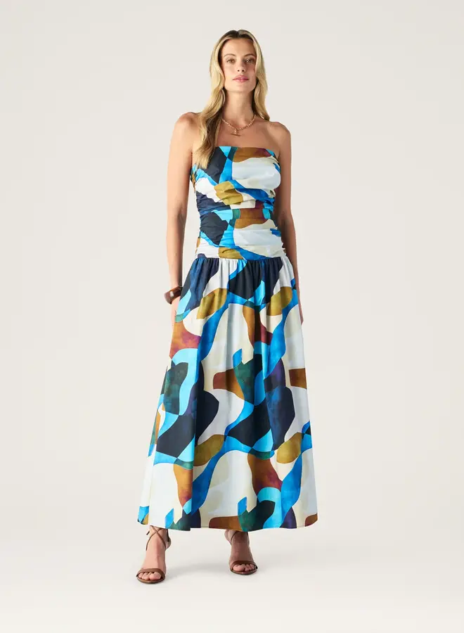 Mos The Label- Celestia Print Strapless Dress