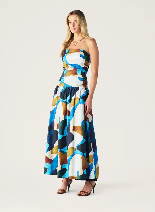 Mos The Label- Celestia Print Strapless Dress