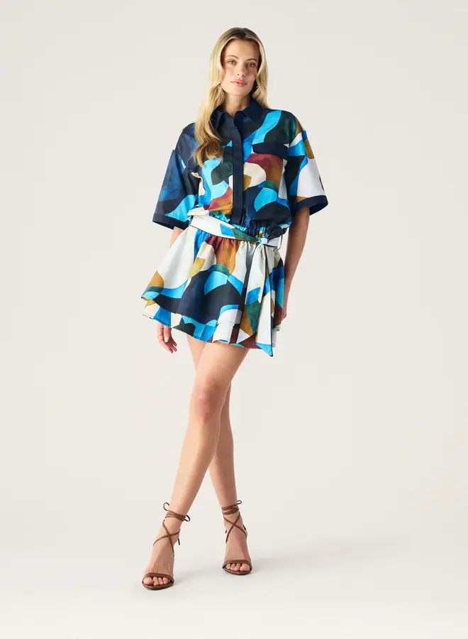 Mos The Label- Celestia Print Ruffle Mini Dress