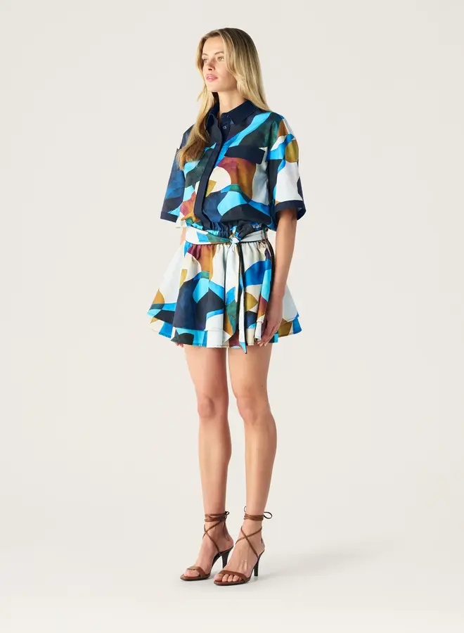 Mos The Label- Celestia Print Ruffle Mini Dress