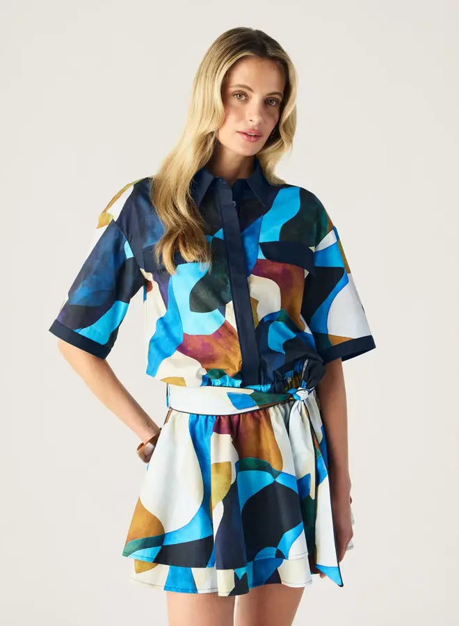 Mos The Label- Celestia Print Ruffle Mini Dress