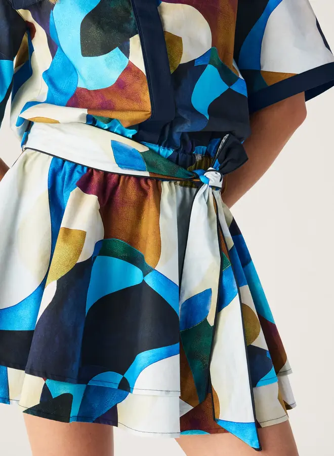 Mos The Label- Celestia Print Ruffle Mini Dress