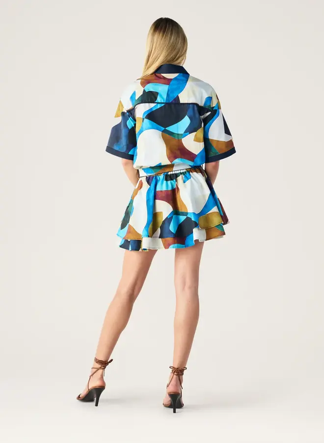 Mos The Label- Celestia Print Ruffle Mini Dress