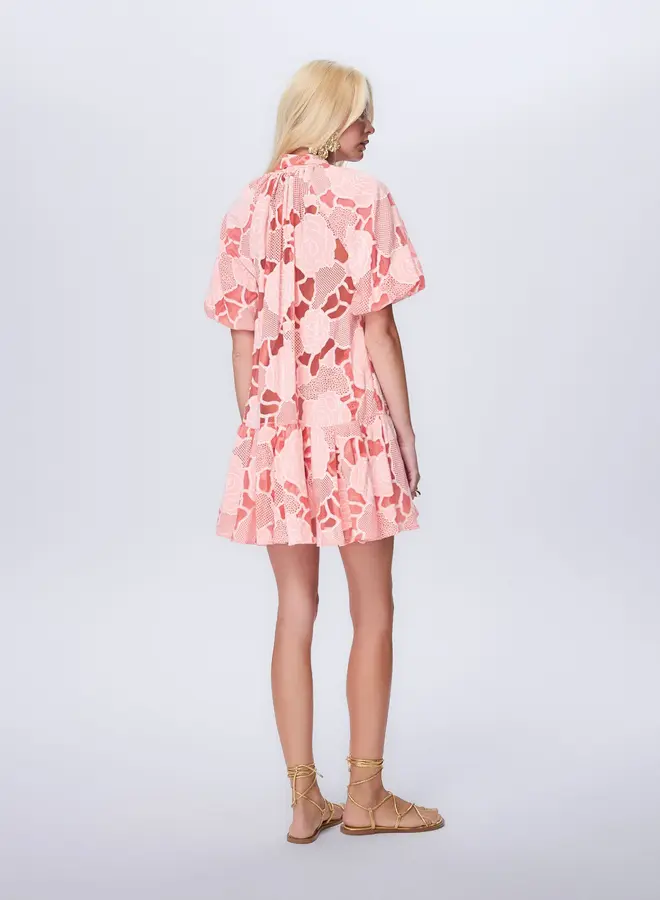 Theo- Ourania Puff Sleeve Shirtdress- Aurora Peach