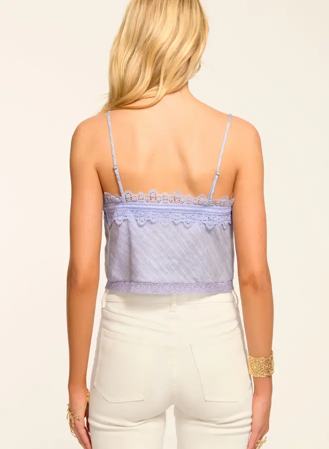 Ramy Brook- Ayda Embellished Linen Tank Top- Bazaar Blue Linen