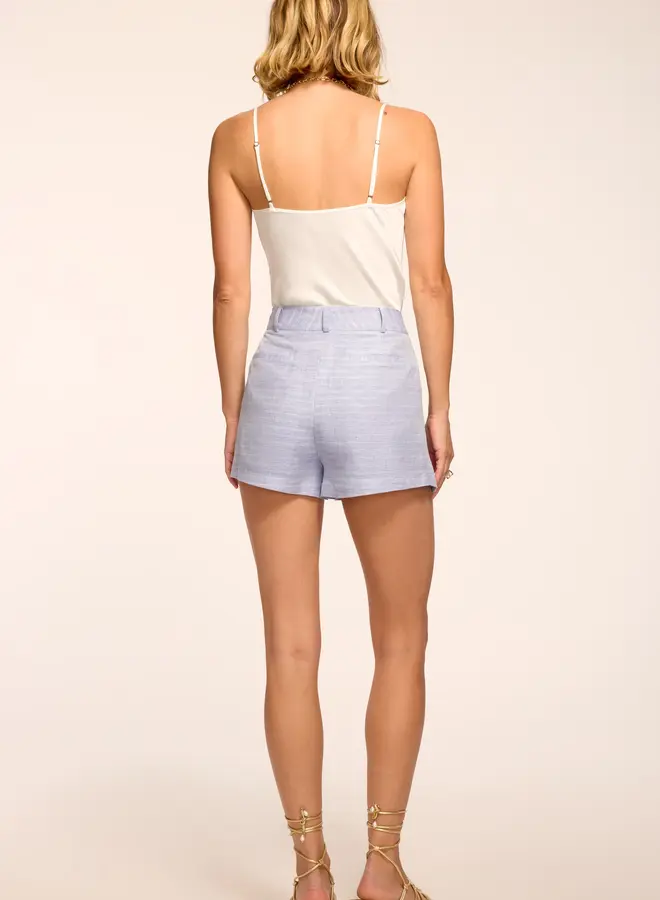 Ramy Brook- Winifred Textured Linen Mini Short- Bazaar Blue Linen