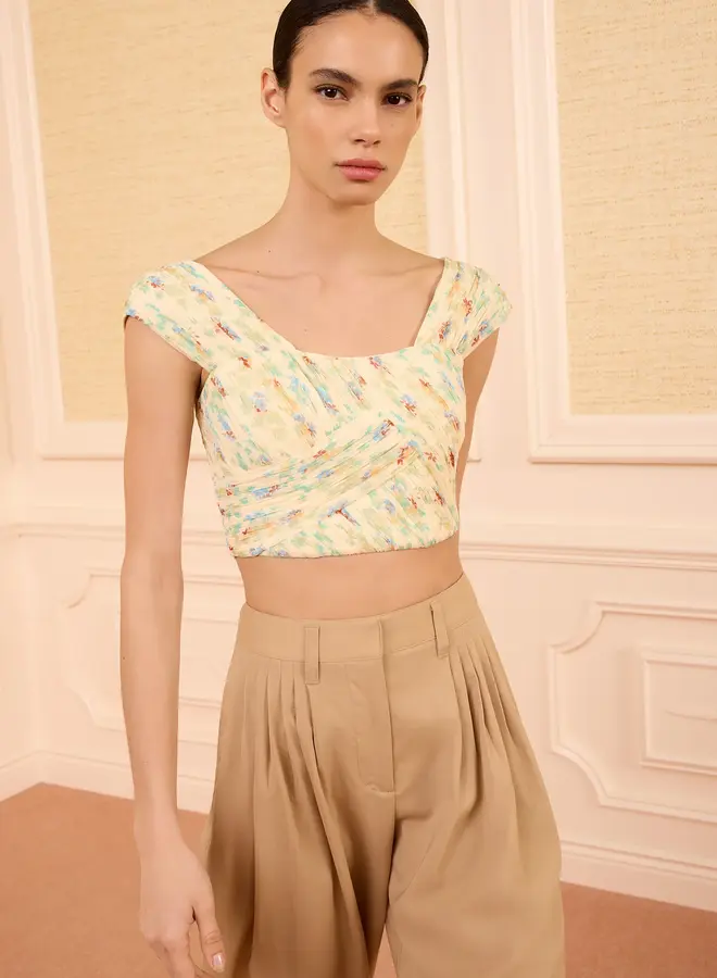 Ulla Johnson- Sylvie Off the Shoulder Crop Top- Moon Petal