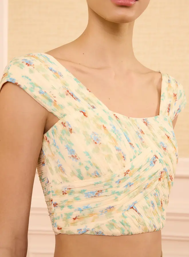 Ulla Johnson- Sylvie Off the Shoulder Crop Top- Moon Petal