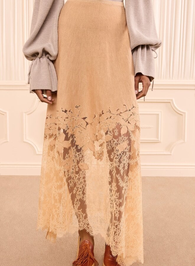 Ulla Johnson- Josina Lace Midi Skirt- Almond