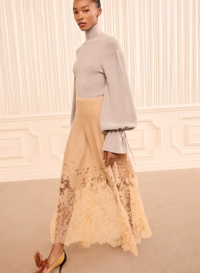 Ulla Johnson- Josina Lace Midi Skirt- Almond