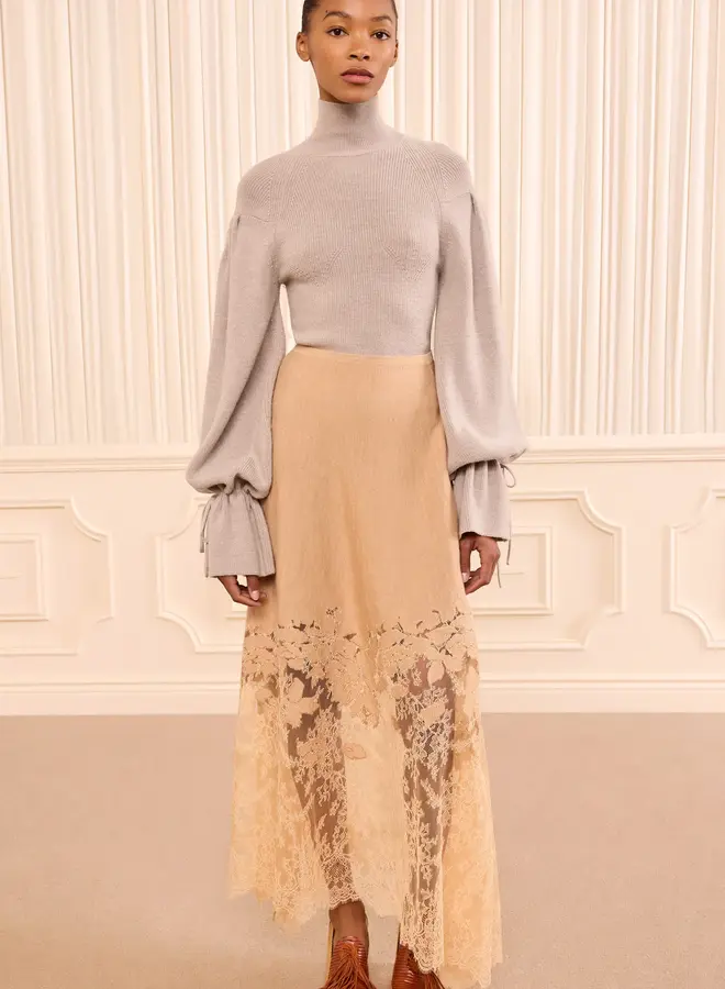 Ulla Johnson- Josina Lace Midi Skirt- Almond